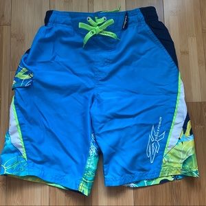ZeroXposur Teal Drawstring Swim Trunks Size L (7)